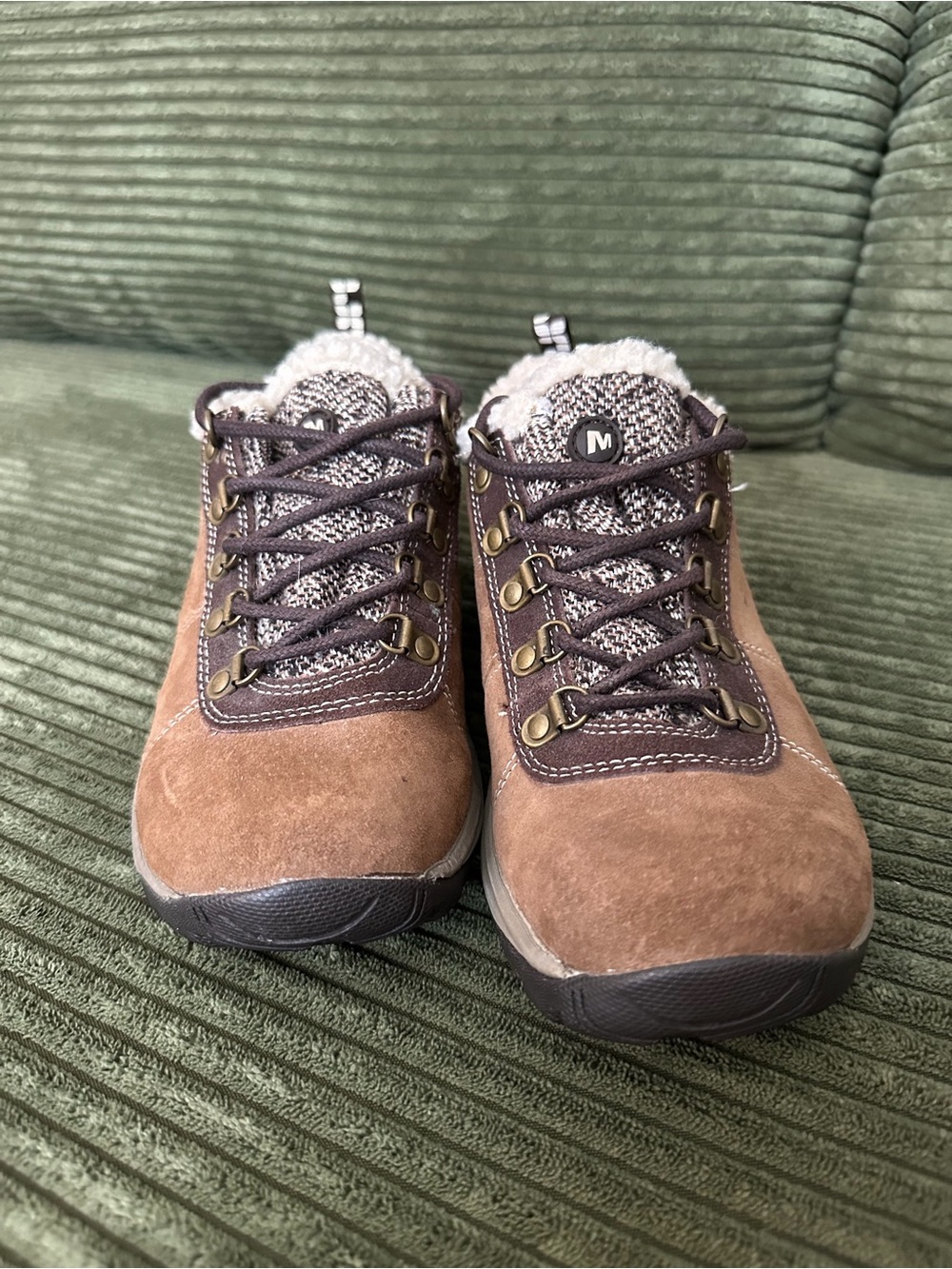 Merrell Size 7 7W Kamori Chill Hiking Shoes Boots in Dark Earth Suede